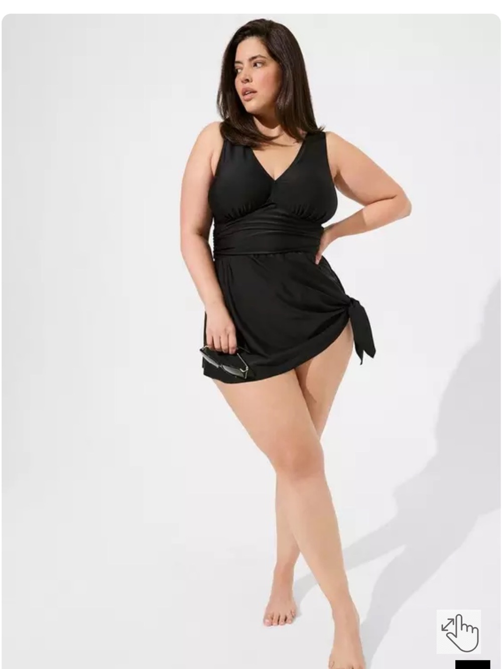 torrid Black V‑Neck Swimdress with Side Tie Skirt Size 2